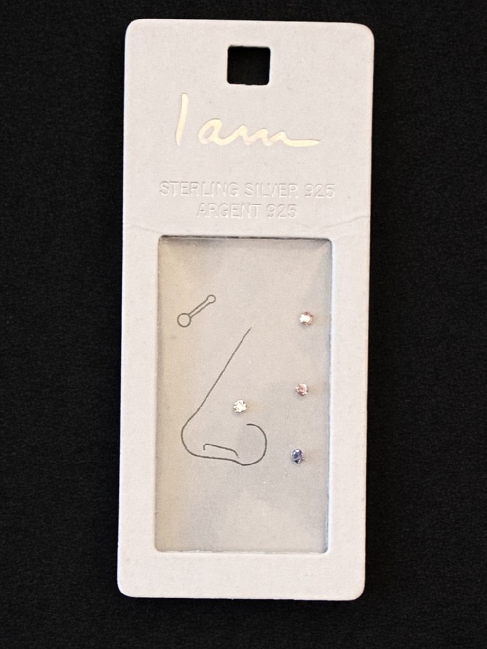 I Am Sterling Silver Multi-Color Nose Stud Set